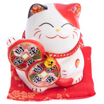 五福臨門4.5吋招財貓-紅
