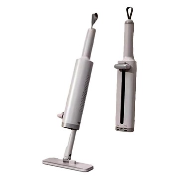 Mass 生活好物 乾濕兩用迷你平板旋轉拖把 附2條拖布 + 1個掛鉤 灰色 33.5 x 24 x 12cm  1組