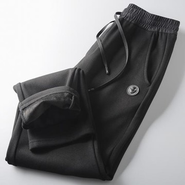 冬季新款 金屬標裝飾 男士松緊腰百搭簡約時尚小直筒長褲運動衛褲