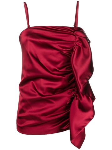 P.A.R.O.S.H. - draped-trim satin top - women - Acetate/Polyamide/Elastane/Polyester - S - Red
