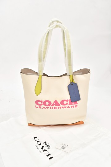 coach 白色 印花logo拼色托特肩背包