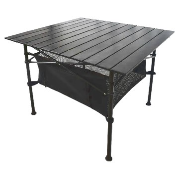 TREEWalker 野遊便攜蛋捲桌 鋁合金鐵片鐵管材質  70cm  展開70 x 70 x 70cm+收納74 x 13.5 x 20cm  Black