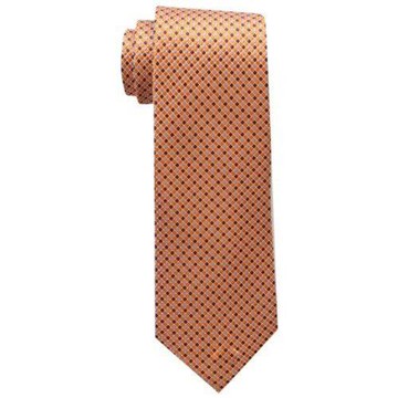 【Tommy Hilfiger】2017男時尚Core Micro橘色系格紋真絲領帶(預購)