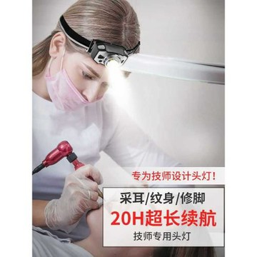 2024新款采耳頭燈聚光專業燈美容紋身修腳師燈輕便感應頭戴照明燈