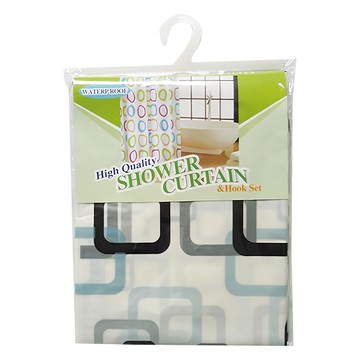 Toppuror 泰浦樂 泰風優質浴簾 180cm x 180cm PEVA塑料 浴簾和掛鉤套裝  50 x 50 x 5cm  透明色  1個