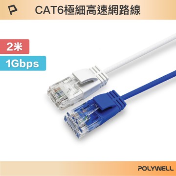 POLYWELL CAT6 極細高速網路線 2M