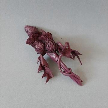 皮革胸針 蘇格蘭薊皮胸針 皮革首飾