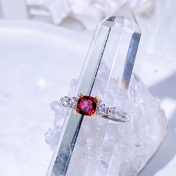 紅石榴石戒 天然寶石 小方形鑽切款 目前無現貨 下單前請私訊詢問