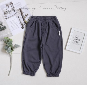 質感霧感灰藍造型鈕扣柔軟薄棉長褲 秋冬童裝 男童長褲 男童棉褲 男童褲子 秋冬長褲 秋冬休閒褲