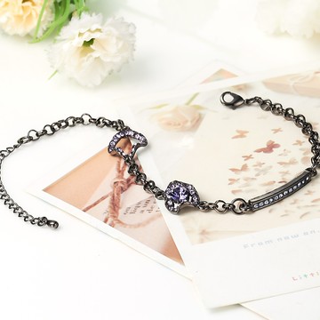 【GIUMKA】絢麗浪花手鍊甜心淑女款 黑金紫鋯 MB425-1
