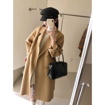 高端雙面羊絨大衣女中長款今年流行韓系高級感小個子毛呢外套洋氣