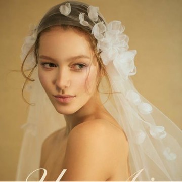 手工公主花瓣歐美結婚短款頭紗