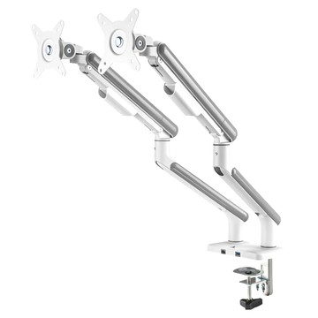 POWERRIDER 金屬雙螢幕氣壓彈簧懸停USB手臂支架，適用於17-32吋螢幕  T68-024UC  1個