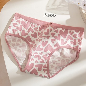 【Amhome】日系愛心唯美純棉可愛少女無痕蝴蝶結印花低腰學生內褲# 115551  (現貨+預購)