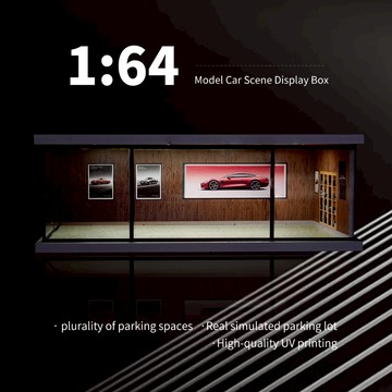 【台灣出貨】1:64模型車庫 多美停車場場景 LED燈光拼裝車庫 minigt模型車庫 小車桌面場景模型車展示櫃