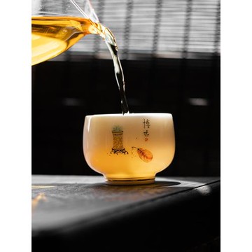 羊脂玉瓷主人杯｜雅致白瓷品茗杯茶杯羅漢杯家用陶瓷中式功夫茶具