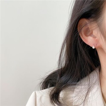 mini睡覺純銀日系耳釘珍珠