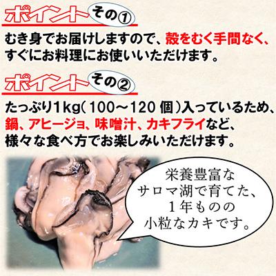 ふるさと納税 北見市 サロマ湖産剥き1年牡蠣　約1kg(約100〜120個)