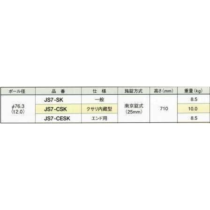 エクセレントバリカー ステンレス製 ノーマルタイプ 脱着式 スプリング付 一般用 JS7SK 柱径Φ76.3 LINEショッピング