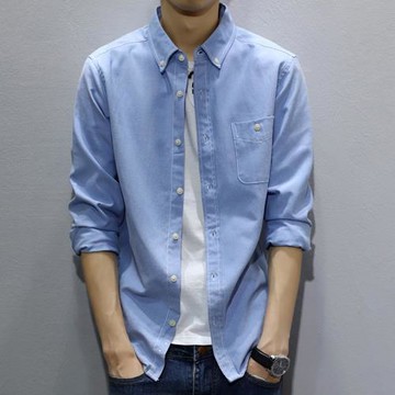 冬季白襯衫男士長袖修身休閑純色寸衫棉韓版兄弟襯衣潮牌春厚新款