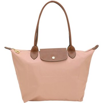 LONGCHAMP Le pliage 原創系列 長提把摺疊水餃包(M/紅茶粉)