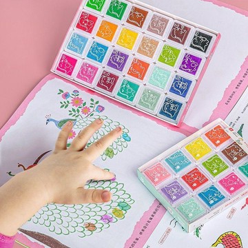 ✨元氣新品✨兒童手指畫手指彩色印泥手印泥塗鴉手指畫冊印盤園安全可水洗NWZS