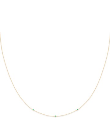 Astrid & Miyu Yellow Gold and Emerald Charm Necklace