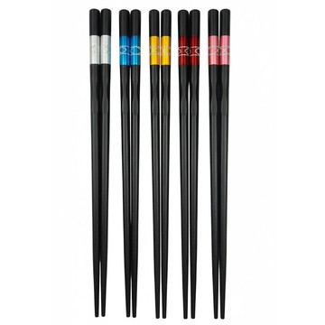 Kiyodo 螺紋中接筷 24cm 5雙  5雙筷子  1組  黑色