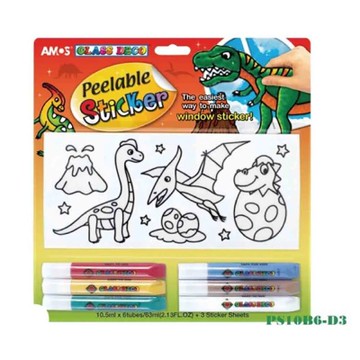 【AMOS 阿摩司】韓國原裝  橘色 恐龍 玻璃貼 DIY / 組 PS10B6-D3