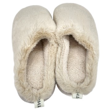 ego life 蓬鬆毛絨EVA厚底防滑保暖男女室內拖鞋  38~39  米色