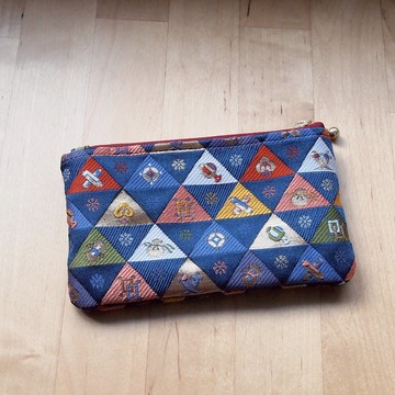 【西陣織 金襴 八寶鱗紋樣】拉鏈錢包 卡片包 匙包 日本 色彩