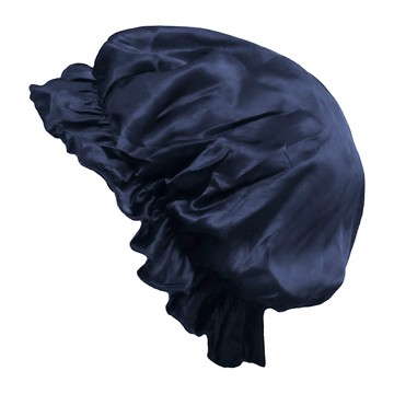 BIOAM 佰歐安 天然蠶絲大尺寸舒眠護髮帽  28.5 x 15.5cm  深藍色  1個