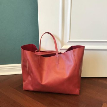 寬橫版cabas tote shopping bag購物袋 歐美風休閑包（辣椒紅色）