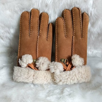 現貨+預購 真皮手套羊皮手套-高級冬季防寒毛絨可愛皮毛一體女配件駝色74im12【獨家進口】【米蘭精品】