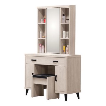 唯熙傢俱-布萊登橡木白3.2尺化妝台