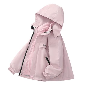 女童沖鋒衣三合一兒童加絨外套春秋冬2026新款女孩戶外兩件套