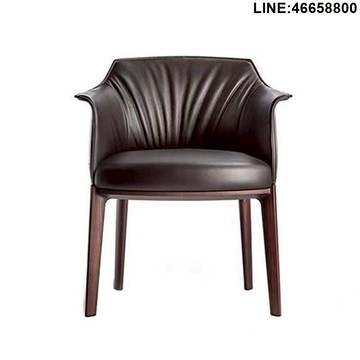 免運 開立發票 白蠟木餐椅 餐椅 真皮椅 洽談椅 沙發椅 拍攝椅 道具椅 意式白蠟木單人洽談靠背椅輕奢酒店設計沙發歐式椅子