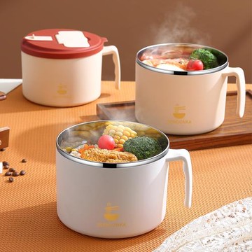 304不銹鋼泡面碗宿舍學生帶蓋個人專用碗大容量上班族高顏值女生