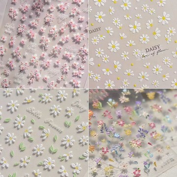 💛台灣有貨🚀🚀💛免運💛可開發票💛爆款莫奈花園指甲貼彩色花朵菊花美甲貼自粘CCD手機殼貼紙