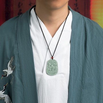 【Paiya 派亞】 a貨翡翠三羊開泰生肖羊吊墜冰種玉石挂件男女款項鏈玉墜