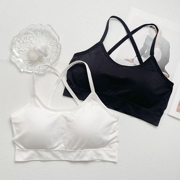 臺灣出貨美背抹胸吊帶背心女帶胸墊夏季外穿內搭打底無袖短款辣妹裹胸上衣