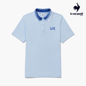 【LE COQ SPORTIF GOLF公雞高爾夫】女款淡藍色輕盈透氣彈性設計舒適活動自如POLO衫 QLV2R241