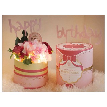 Via K Studio~LED仿真花夜燈(1入)派對蛋糕禮盒 款式可選