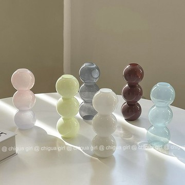 ⭐免運🌈臺灣有貨⭐玻璃小花瓶透明擺件客廳插花水養迷你桌面矮花器網紅ins風高顏值【可開票】