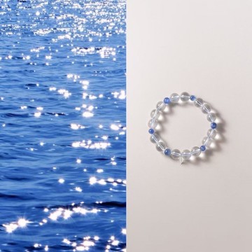 原創限量天然白水晶藍色海洋系藍晶石小眾開運手鏈生日禮物