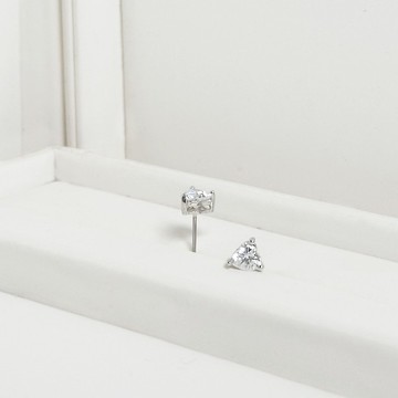 愛心鋯石耳環/輕珠寶 簡約風格 貼耳耳環 針式耳環 銀色 黃銅飾品