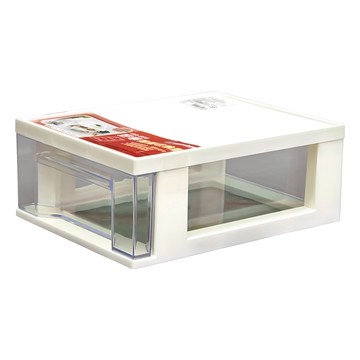 KEYWAY 聯府 好學抽屜收納盒  抽屜型 白色 + 透明色  1層  1個