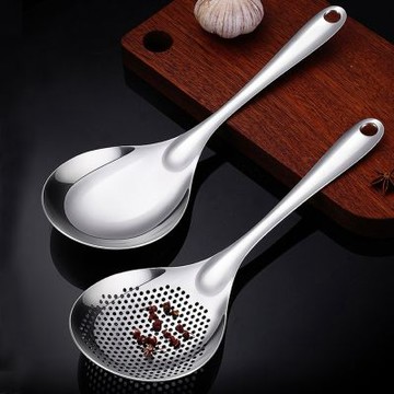 PUSH!餐廳廚房用品316L不銹鋼湯勺漏勺餃子瀝水花椒漏勺過濾勺油炸火鍋大撈勺D377
