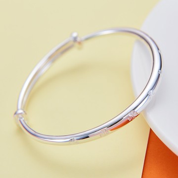 四葉草銀手鐲女9999純銀年輕款足銀手環鐲子簡約送女友生日禮物