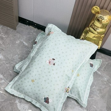 臺灣/🌸枕套 枕頭套 純棉枕套 冰絲爆款牀上ins水洗家用枕套48*74一對荷葉邊可水洗宿舍簡約小小熊